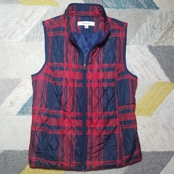 Croft and Barrow Quilted Plaid Vest SMALL - Picture 1 of 5